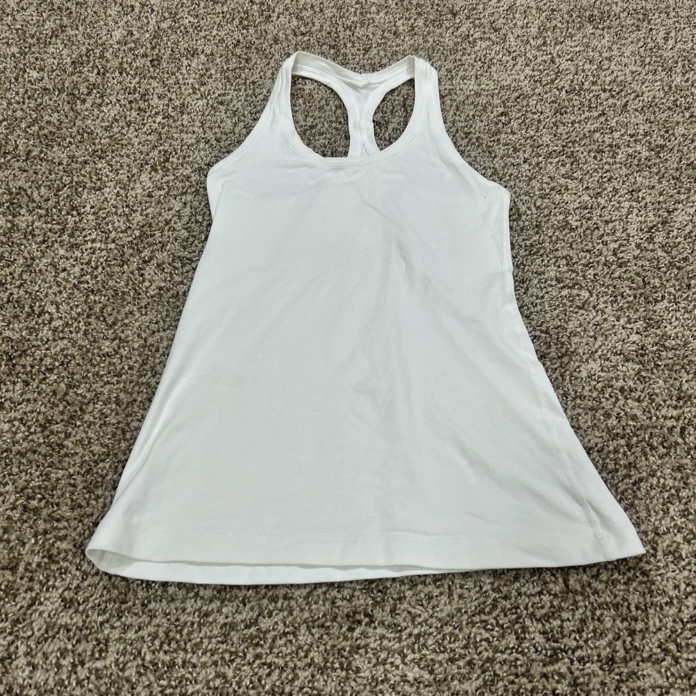 Lululemon Shirt Women 4 White Cool Racerback Tank Top Run Luon Gym Workout